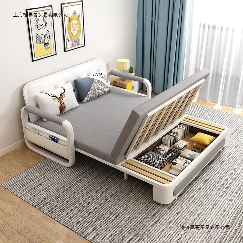 Sofá cama plegable multifuncional sala de estar pequeña casa retráctil push-pull para una persona doble para tres personas almacenamiento de doble uso