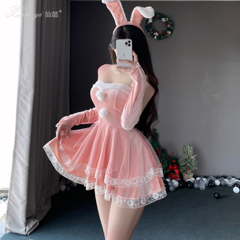 Xianyi Sexy Intimates Christmas Costume Cos Bunny Girl Sexy Uniform Pure Desire New Year Red Velvet Shirt S3 Xianyi Sexy Intimates Christmas Costume Cos Bunny Girl Sexy Uniform Pure Desire New Year Red Velvet Shirt S3