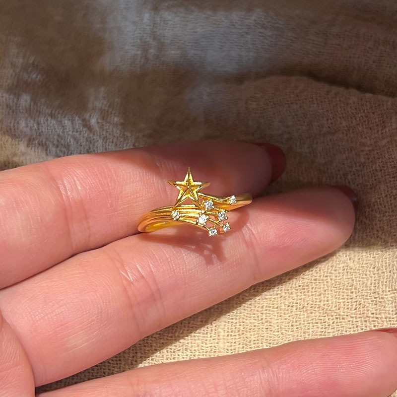 一束烟花轻奢风精致镶钻星星戒指小众高级精致优雅设计感指环配饰|undefined