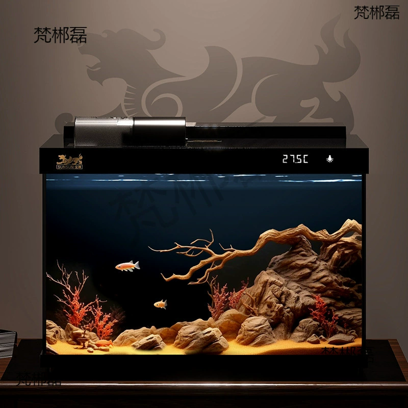 Золотая рыбка, ультрабелый стеклянный фильтр, экологический аквариум Jinlin для дома, небольшой аквариум для гостиной, новая модель 2024 года