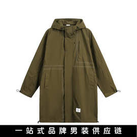 悟俗男装2025秋季新品户外长款防风冲锋衣宽松阔版基线设计感外套