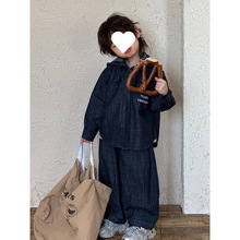韩国童装2025男童开春新款套装韩版时髦洋气儿童牛仔连帽外套春秋
