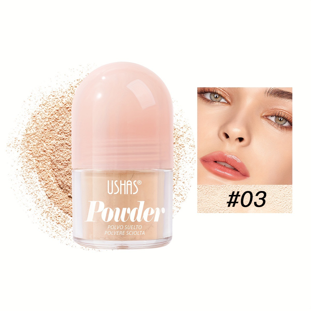 USHAS polvo spot transfronterizo de Europa y Estados Unidos, protector fino, controlador de aceite duradero, impermeable, antitransor, aclarador de piel UF023