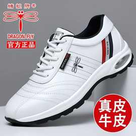 蜻蜓牌真皮运动鞋新旅游鞋男士透气休闲鞋男款气垫鞋潮流男鞋