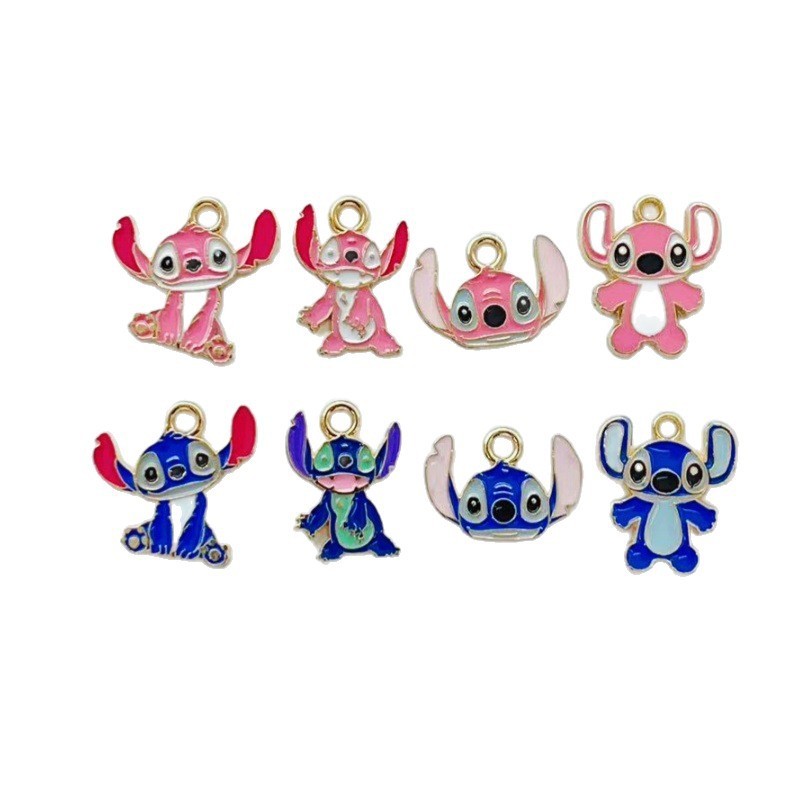 漫画かわいいステッチ DIY オイルドリップジュエリーアクセサリー合金ペンダントキーホルダーイヤリングネックレスペンダント|undefined