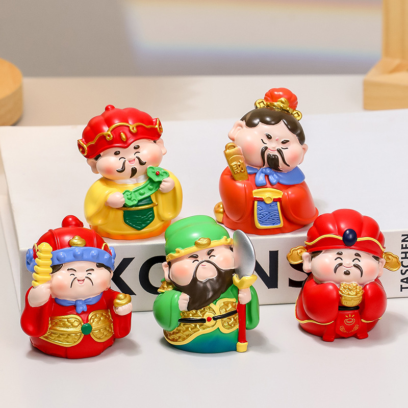Five-way God of Wealth Small Ornaments Emotional Stability Fortune God of Wealth Car Ornaments National Tide Wind Immortal Home Ornaments