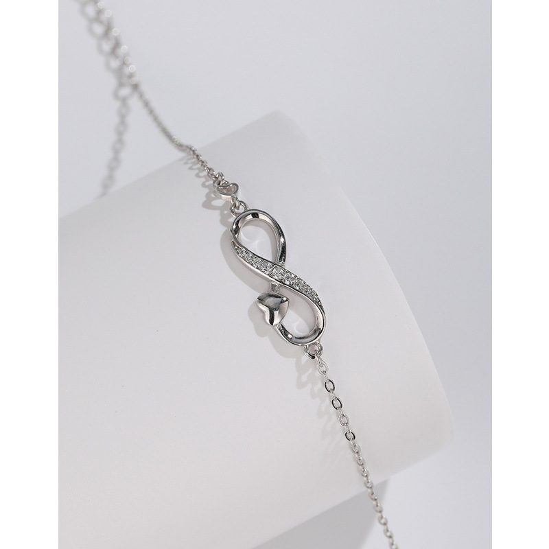 925 plata esterlina amor infinito 8-palabra pulsera femenina luz lujo japonés y coreano nicho diseño amor Cruz estudiante novias mano joyería