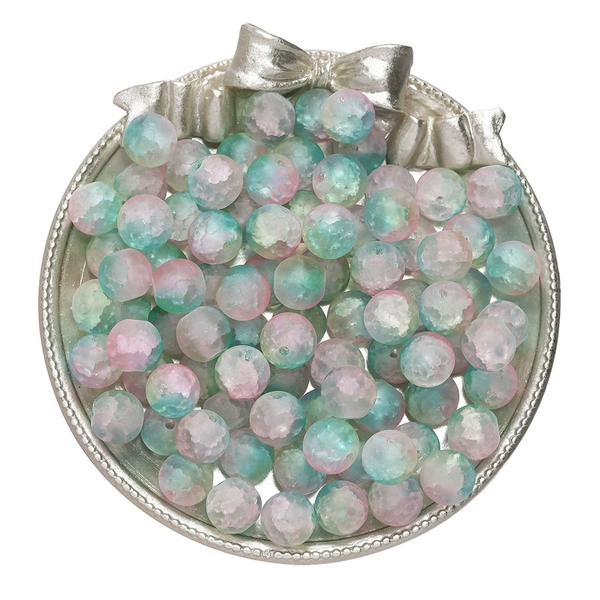 10mm glazed grinding beads-pink green yellow