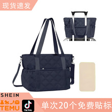 新款女士手提包涧棉格子手提袋绗缝填充袋女士礼品手提包旅行工作