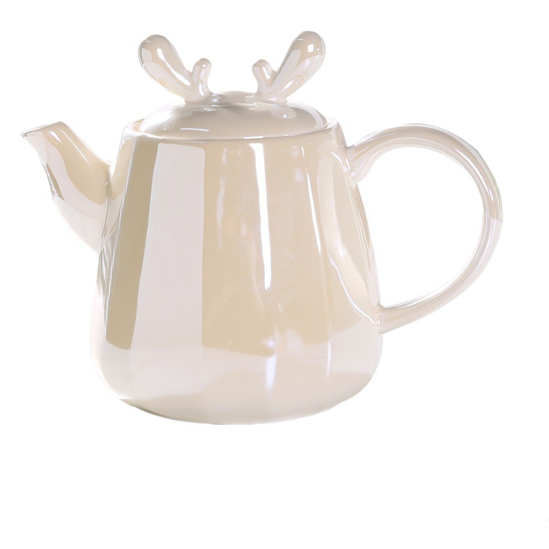 Juego de agua de alto color de esmalte de perlas de lujo ligero traje botella de agua fría para el hogar combinación simple juego de té de flores con bandeja de taza de agua