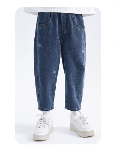 Men's and girls 'pants, spring and autumn jeans, middle-aged children, boys, children, 2025 new trend casual radish pants