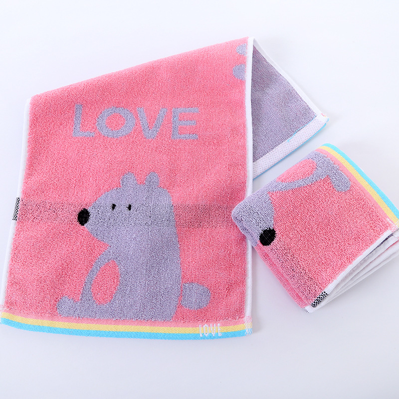 Children's Towel Pre-treatment Color Yarn Children's Towel Cotton Cartoon Jacquard Baby Face Towel