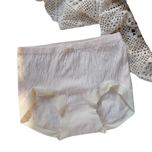 Soft and cute women's seamless underwear mid-high waist bow seamless pure cotton crotch underwear women's tummy control