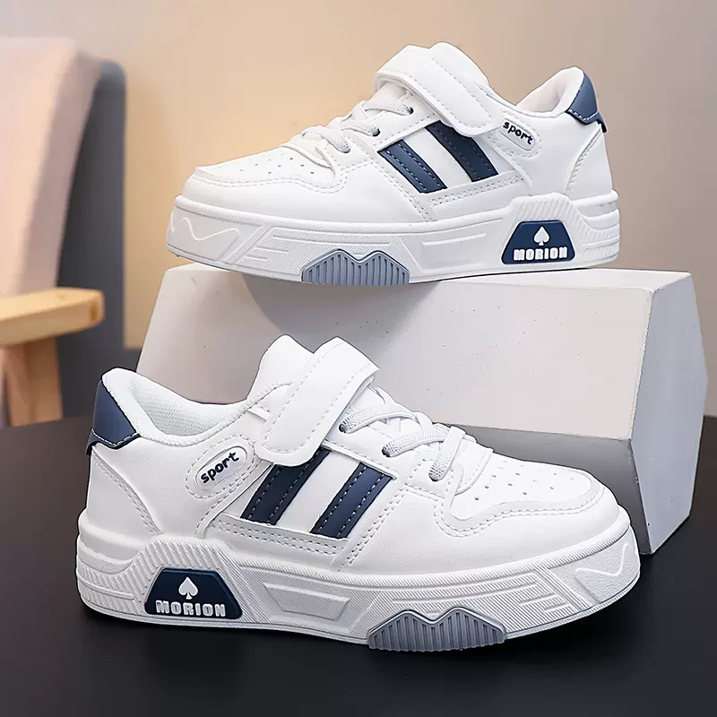 2025年秋季新款儿童皮面板鞋男童舒适运动鞋女童拼色皮面休闲鞋潮