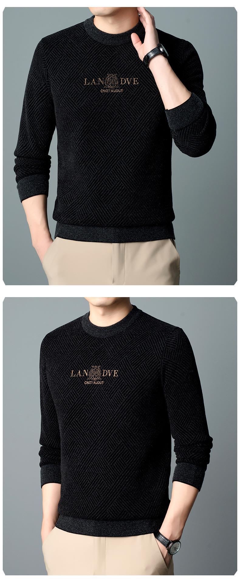 Pull homme brodée en chenille pour l'automne et l'hiver_voghion.com