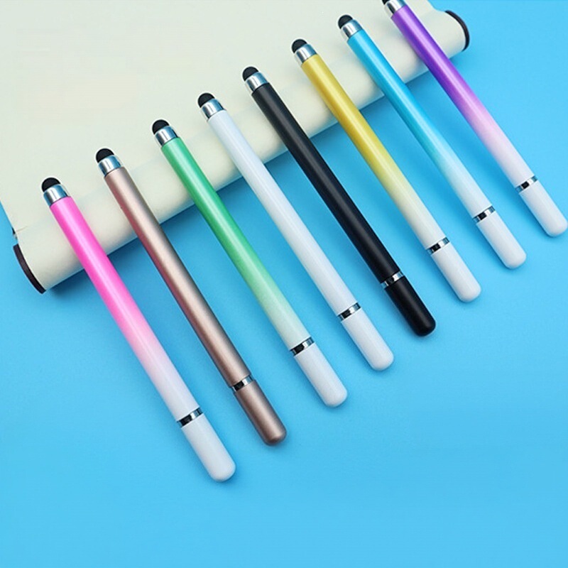 2-in-1 Handwriting Touch Pen with Disc and Conductive Fabric Tip, Universal Macaron Dual-Head Capacitive Touch Pen for Video Editing