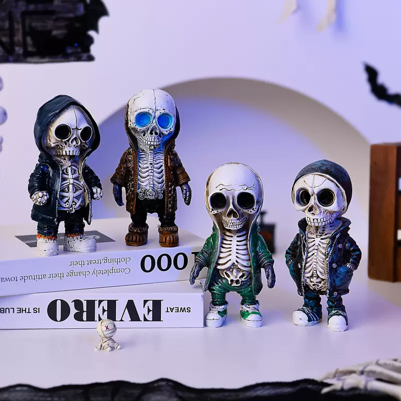 万圣节创意潮流街头骷髅人偶摆件万圣卫衣骷髅装饰品万圣节小礼物