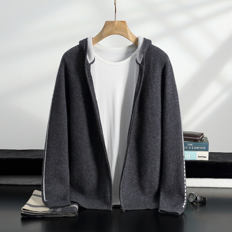 2025 New Autumn and Winter Cross-Border Men's Cashmere Loose Hooded Casual Cardigan Hoodie Knitted Jacket 2025 New Autumn and Winter Cross-Border Men's Cashmere Loose Hooded Casual Cardigan Hoodie Knitted Jacket