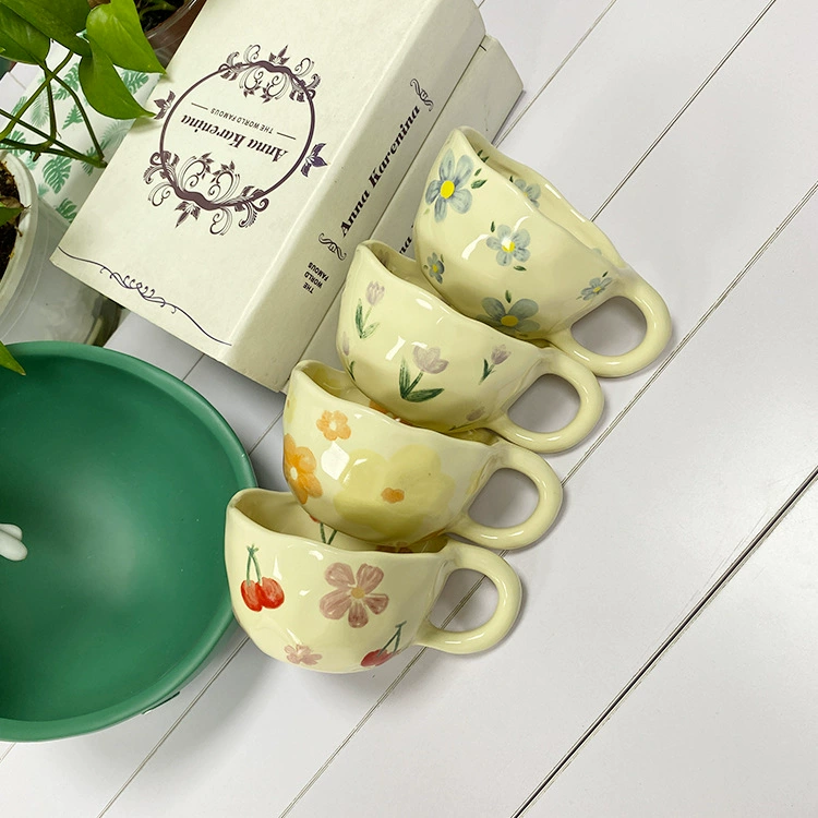 Ceramic coffee creative high quality glass, flowered