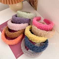 羊羔毛頭箍女款高顱頂發箍寬邊洗臉發捆復古發卡毛絨發窟頭飾秋冬