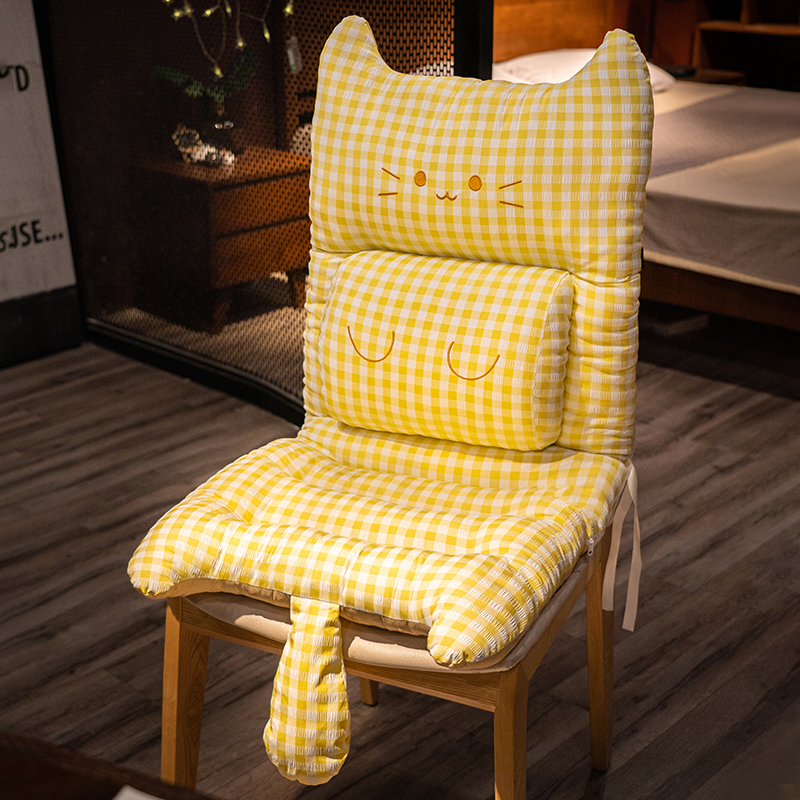 Cojín de Asiento y Respaldo Acolchado de Peluche para Oficina y Dormitorio