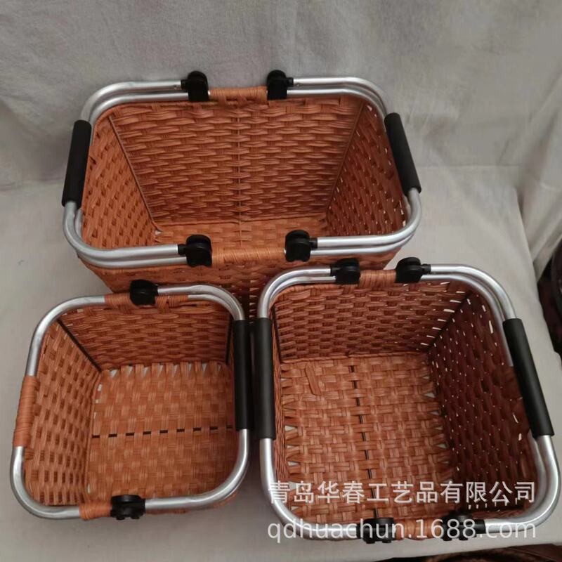 Imitation Rattan Hand-Woven Large-Capacity Storage Basket, Picnic Basket for National Day Outings, Children's Play and Picking Basket
