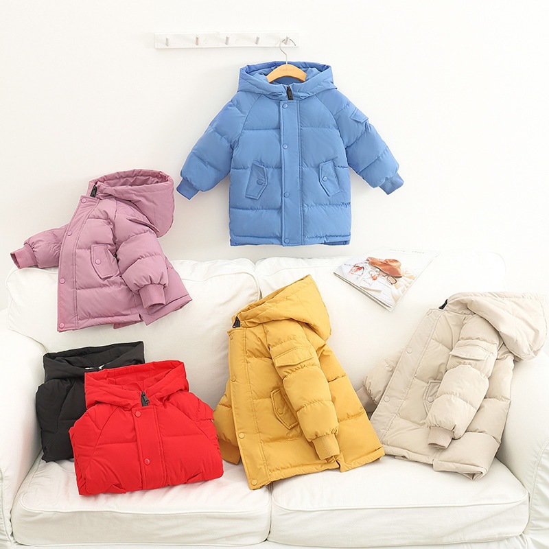 2024 nuevos niños abajo Chaqueta de algodón acolchado de los hombres de longitud media de las mujeres anti-temporada de invierno estilo coreano Chaqueta de algodón acolchado abrigo engrosado