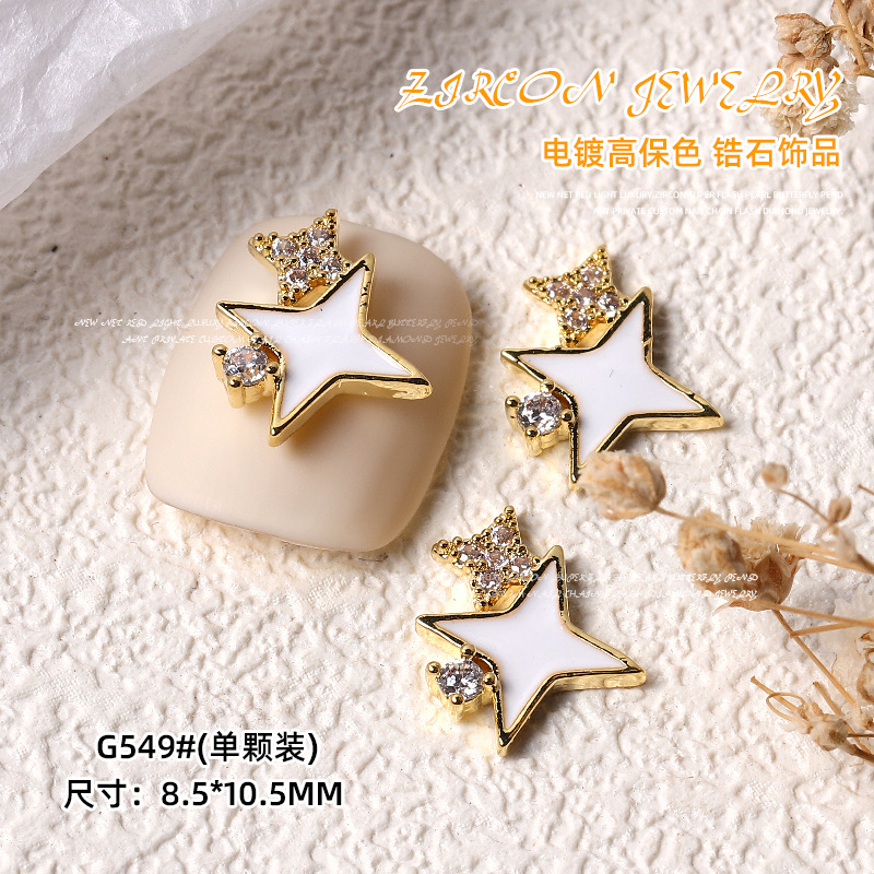 Nueva luz de la celebridad Internet lujo circón Super Flash Perla Cadena amor mariposa colgante uñas Oro Cielo Estrellado Estrella Diamantes