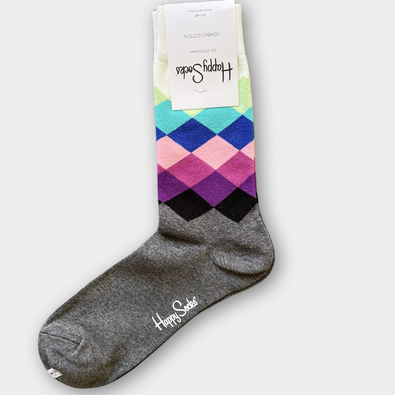 ハッピーソックス メンズソックス ミドル丈 コーマ綿 吸汗消臭 通気性 スウェーデン製 おしゃれ カラフル 薄手