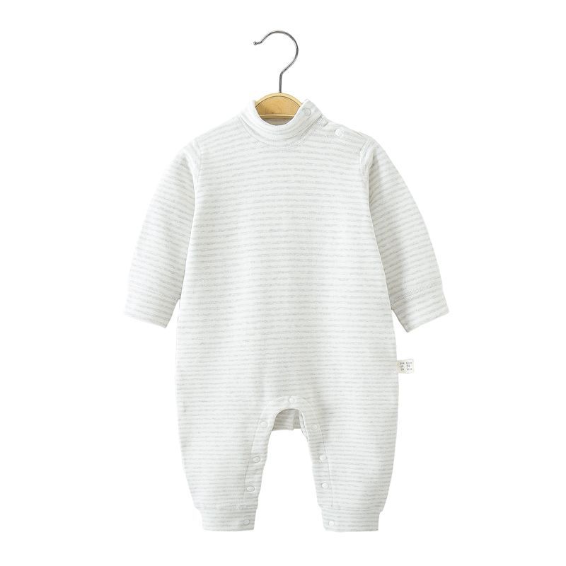 Turtleneck jumpsuit with gray stripes