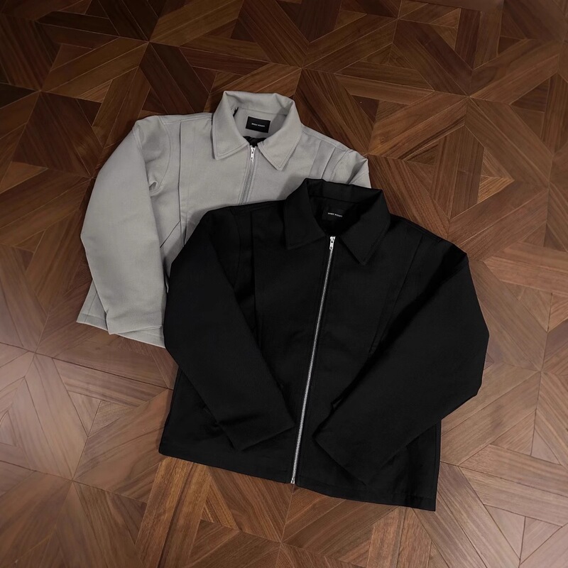 Flyer-Style Hinge-Deconstructed Lapel Zipper Jacket Cleanfit Short Wide Spring/Summer Men's Outerwear Flyer-Style Hinge-Deconstructed Lapel Zipper Jacket Cleanfit Short Wide Spring/Summer Men's Outerwear