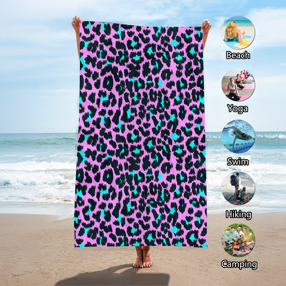 Toalla de playa de terciopelo de doble cara de secado rápido Toalla de playa impresa Mantón de protección solar junto al mar Toalla de baño absorbente Soporte personalizado