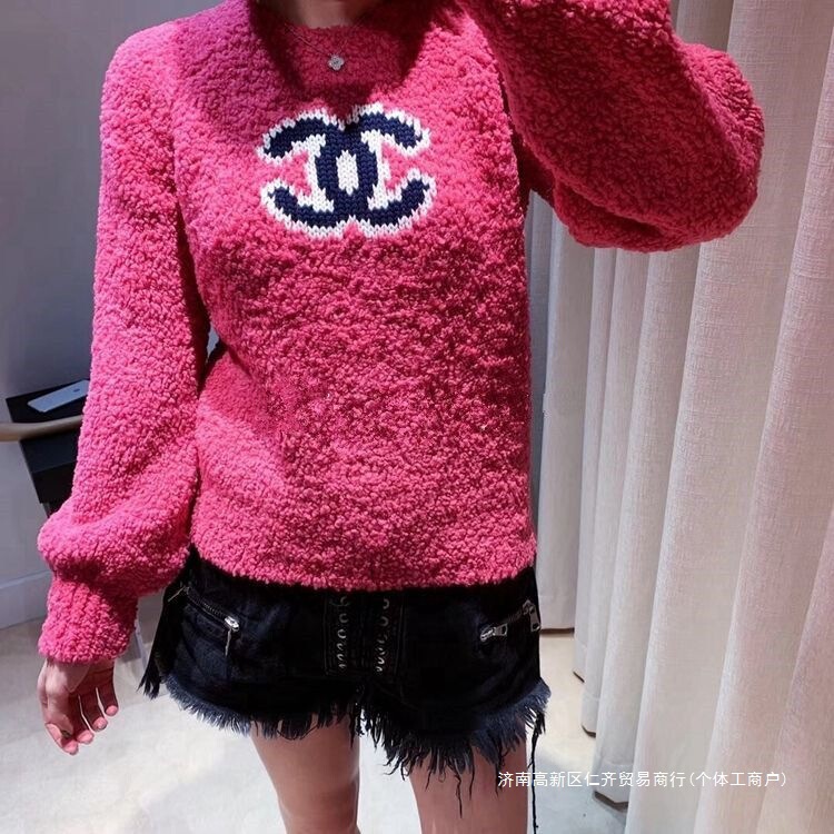 European Style Autumn and Winter Chanel-Inspired Round-Neck Sweater Knitwear New Women's Bubble Sleeve Lambswool Top High-End
