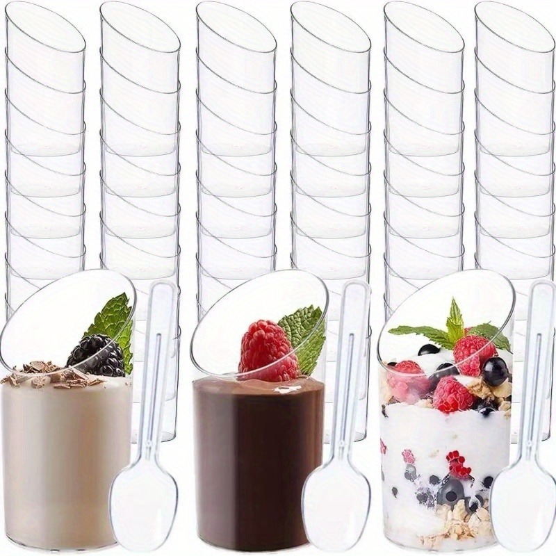 Cross-Border Round Slanted Mouth Mousse Cup, Sawdust Cup Cake, Tiramisu, Transparent Hard Plastic Dessert Table Jelly Pudding Cup