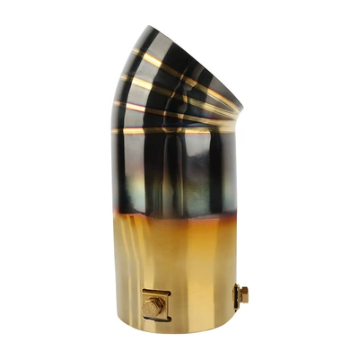 modified single tail throat universal Exhaust pipe - black-gold-belt-line-bend-imported-76mm