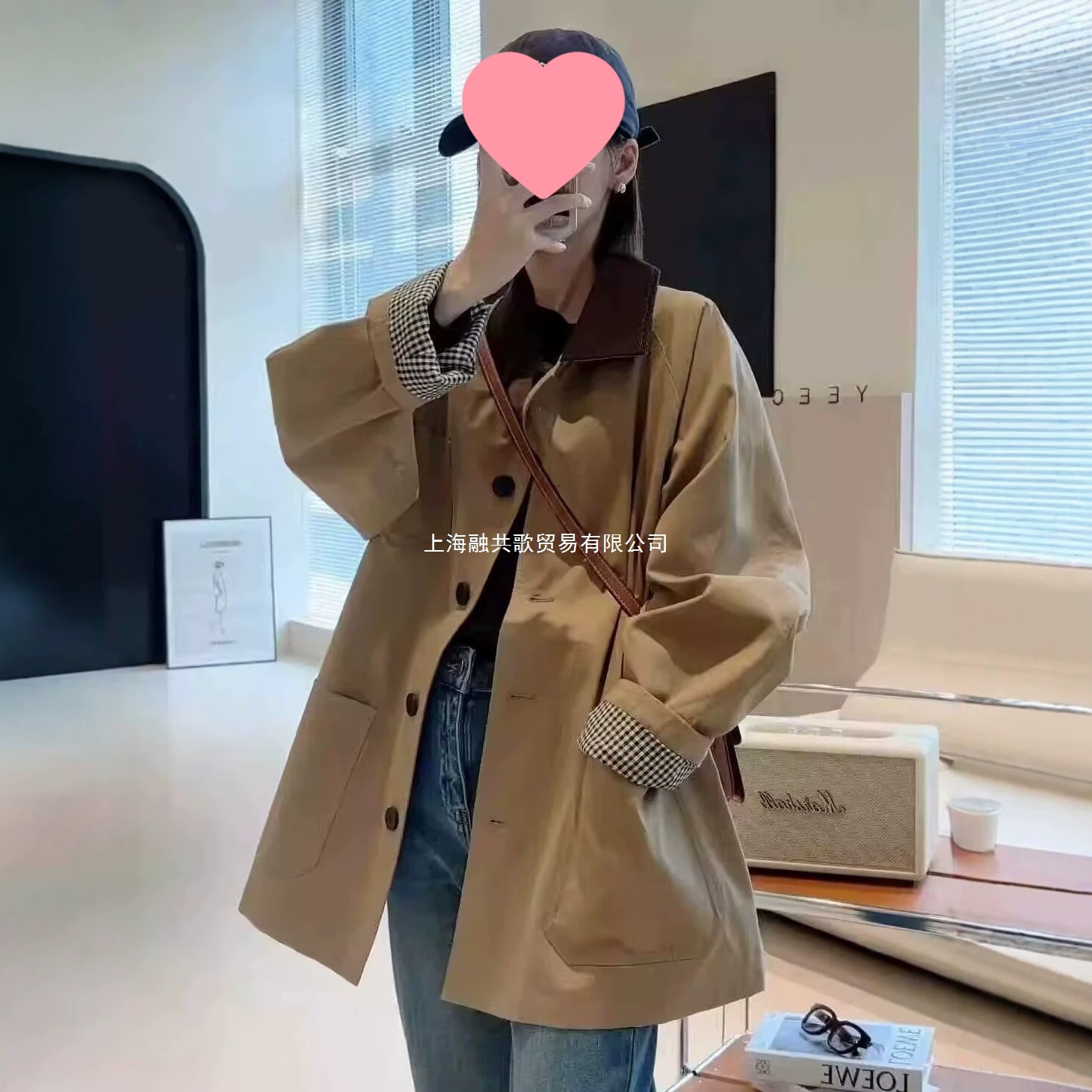 高级感风衣女小个子中长款2026新款休闲撞色宽松卡其色外套春秋季