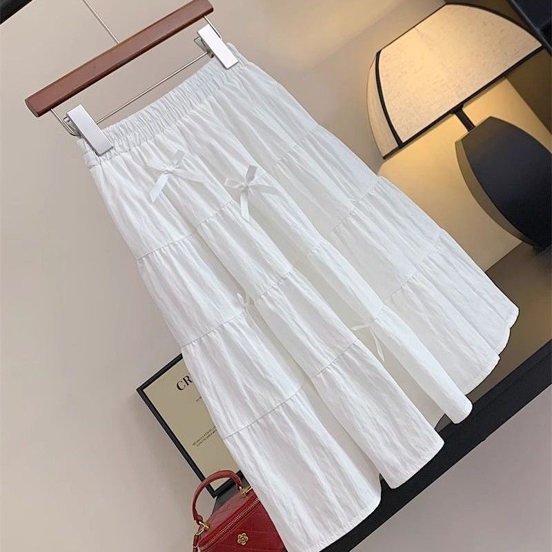 Girls Skirt Summer 2025 New Kidsren's A-Line Skirt Medium and Large Kidsren's Long Skirt Girl White Princess Skirt Summer