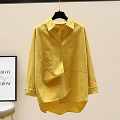 【现货】100%纯棉衬衫女新款韩版宽松显瘦休闲百搭纯色衬衣上衣潮