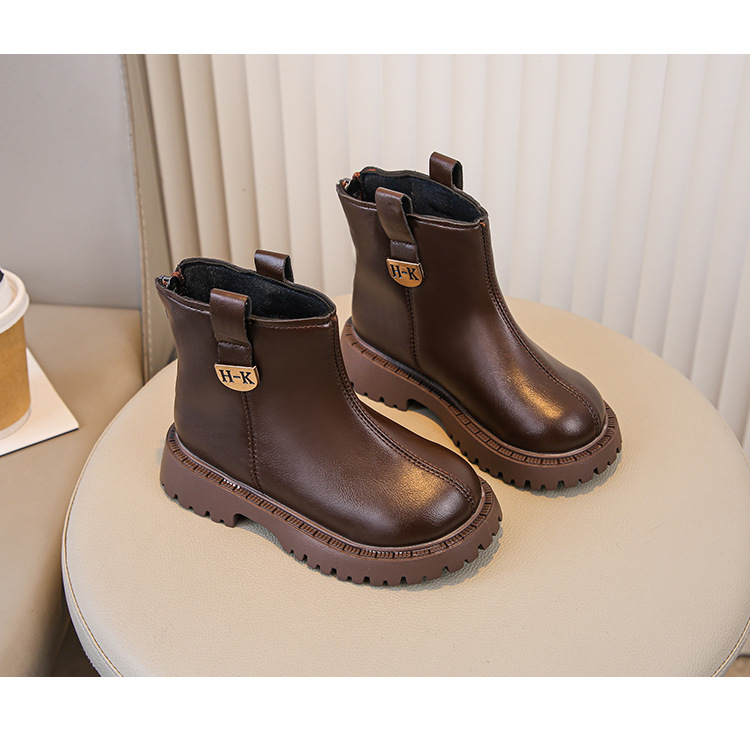 Mädchen Martin Boots - Schwarze Lederstiefel Für Kinder_voghion.com