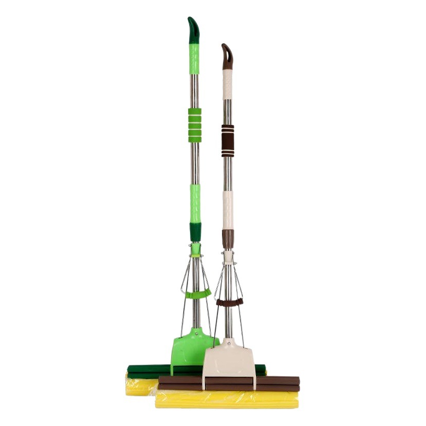 Ventas directas de la fábrica 38cm plástico fregona de algodón retráctil varilla de acero inoxidable esponja fregona rodillo squeeze fregona