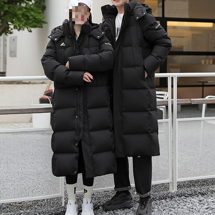 跨境 400克90白鸭绒羽绒服女2025年新款过膝长款男女情侣冬