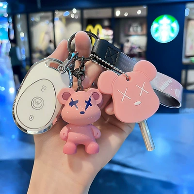 Emma Nina Electric Car Key – Car key bag - electric-car-j-smart-3-key-white-single-shell-powder-violent-bear-powder-door-key-set