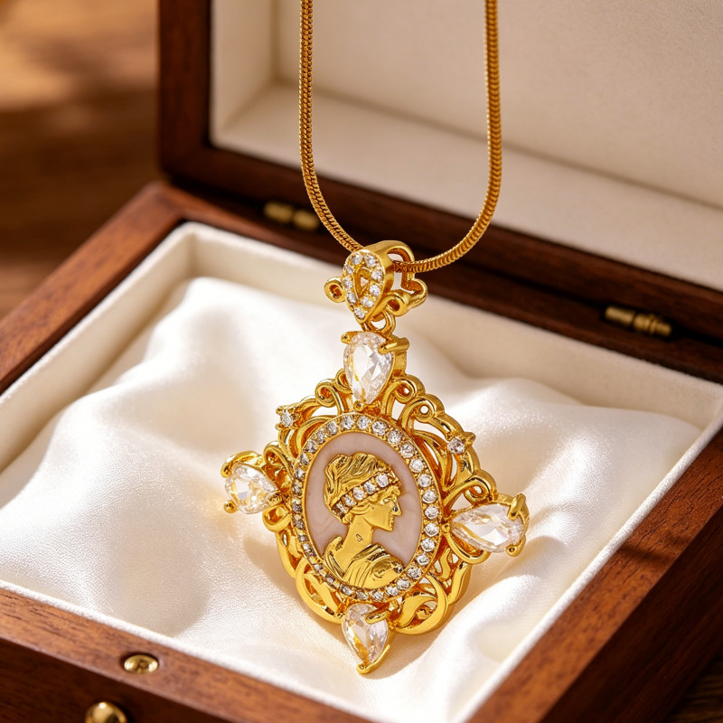 Dubbelt halsband med hjärthänge i rostfritt stål_voghion.com