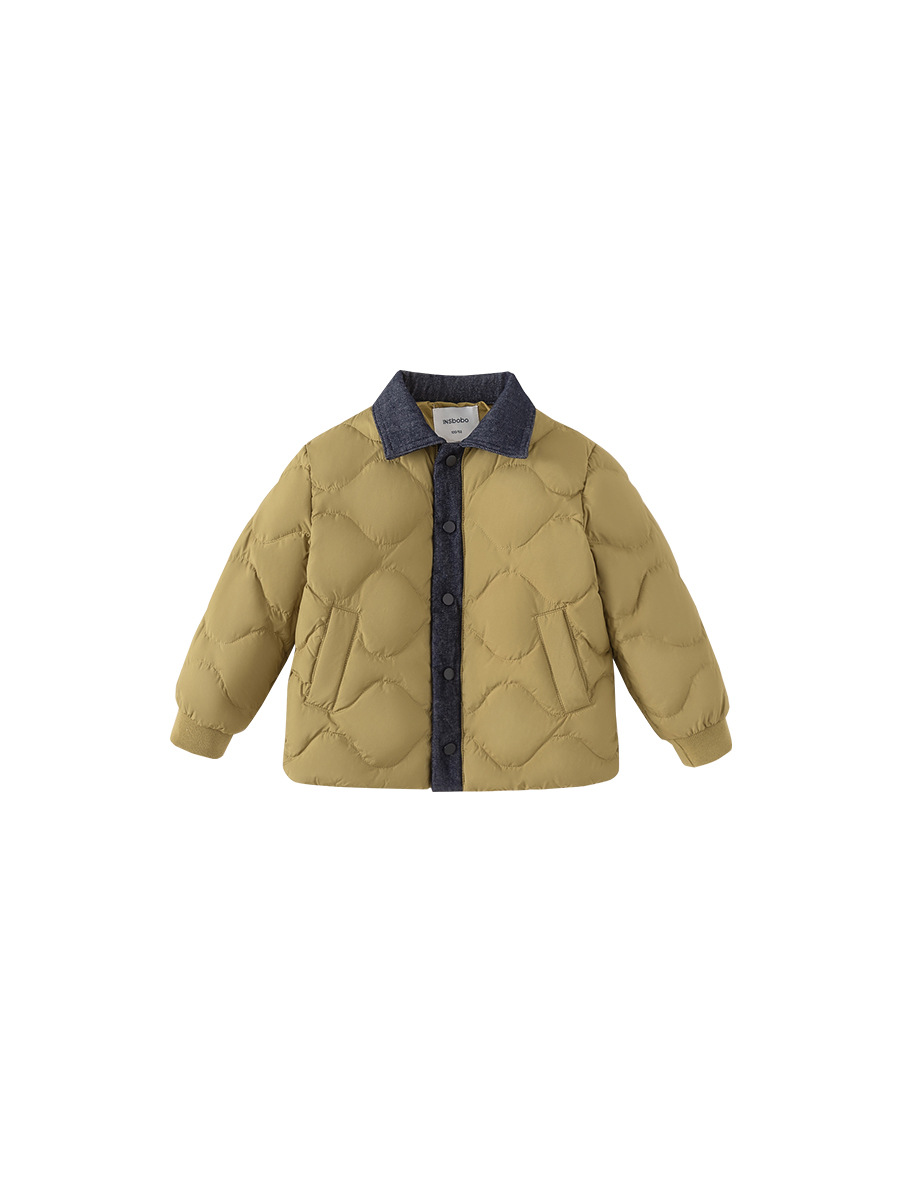 Youbao ropa para niños chaqueta de plumón para niños 2024 invierno nuevo bebé chaqueta de plumón de solapa de mezclilla para mantener el calor
