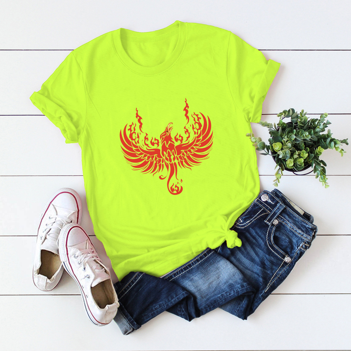 fire dragon print short sleeve T-shirt NSSN30853