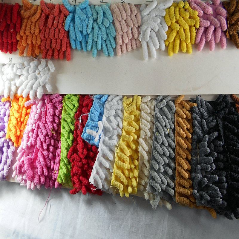 现货批发涤纶纤维大小雪尼尔鞭炮绒鞋材拖把绒珍珠绒家居家纺面料