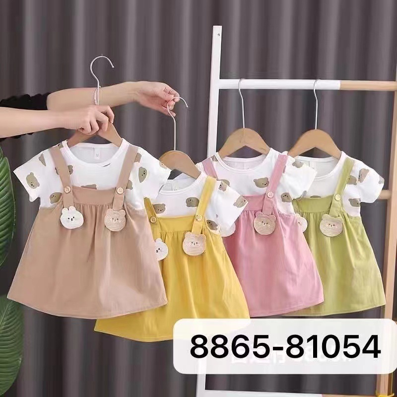 In-Stock Summer Korean-Style Infant and Toddler Girls' Printed Princess Cotton Short-Sleeve Dress Children's Lightweight Dress for Girls