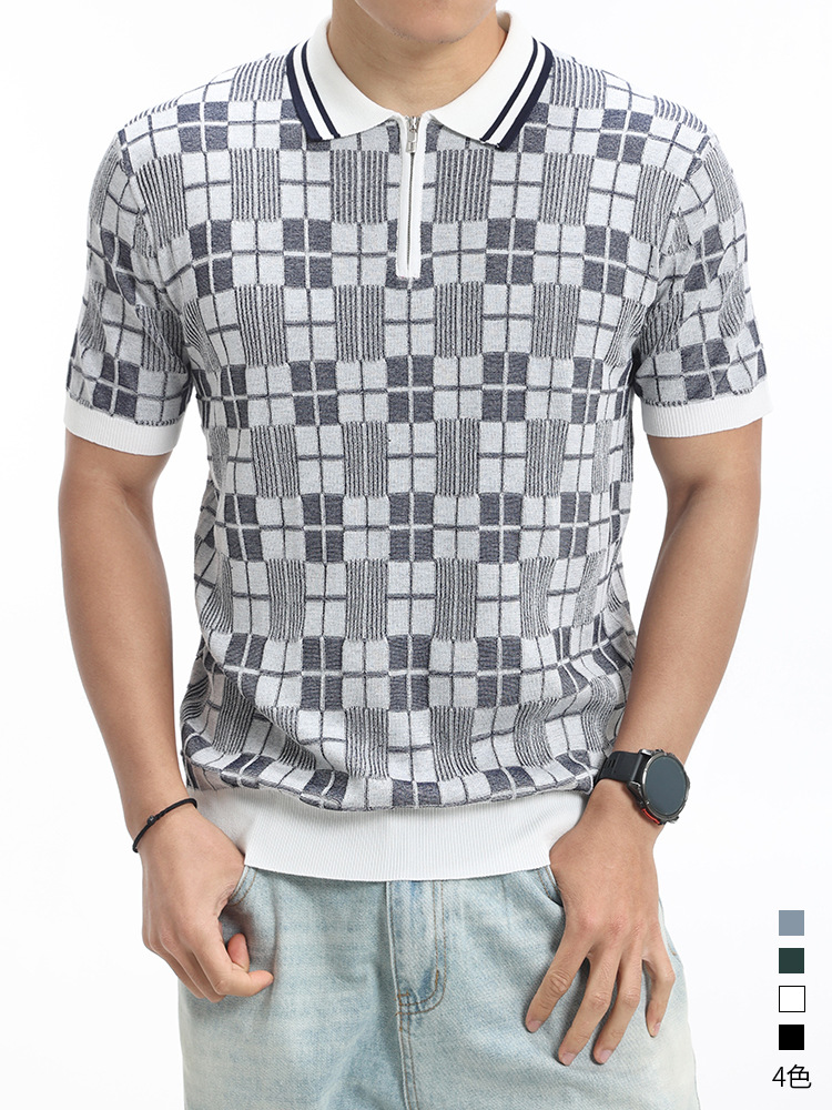 Hombres viejos estilos de dinero hielo tejedido polo camisa de verano 2026 con solapa de manga corta ropa de hombre de alta calidad casual hombre