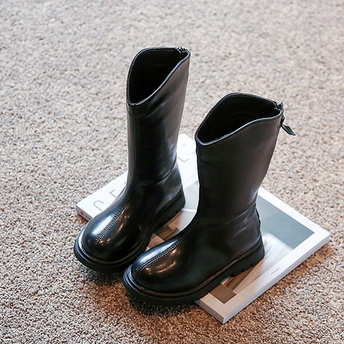 Girls' shoes, children's boots, plus velvet to keep warm, autumn and winter new soft-soled student trendy boots, street photography, fashionable high boots