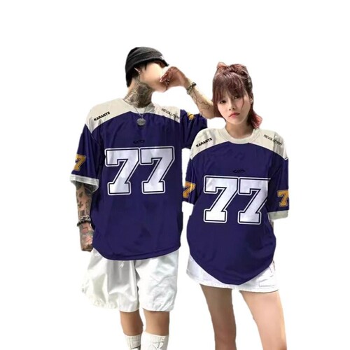 American streetwear hiphop t-shirt round neck loose casual versatile short-sleeved printed t-shirt for men and women